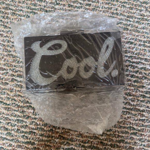 NEW Pink Haley "Cool." Black and Silver Acrylic Clutch - Picture 1 of 3